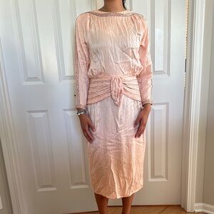 Elegant Peach Long Sleeve Dress